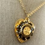 Vintage Rotary International Heart Pendant Necklace Gold Tone Blue Enamel Photo 2