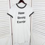 ZARA Have Strong Energy Statement Chain Trim T Shirt Dress White Black Small Photo 7