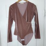 Madewell  Dusty Rose Pink Velvet Bodysuit Long Sleeve Top Festive S Photo 2