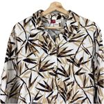 JM Collection  100% LINEN TROPICAL‎ PALM TAB LONG SLEEVE BUTTON UP BLOUSE Size 16 Photo 1