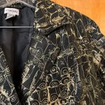 Chico's  Women Black Metallic Gold Owl Print Lined Button Down Blazer Jacket 2 Photo 3