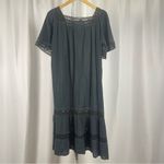 Vintage Sears Large 70's Muslin Lace Cottagecore Tiered Ruffle Maxi Dress Boho Black Photo 1