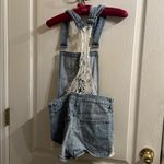 Sneak Peek Crochet Back Denim Overalls Blue Photo 3