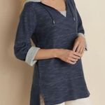 Soft Surroundings  Sweater Navy Blue My Weekender Hoodie V Cotton Size M Photo 0