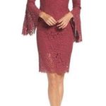 Bardot Solange Corded Lace Sheath Dress Long Sleeve in Burgundy 4 Photo 0