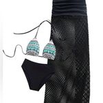 NWT AD Tribal 3 Piece Swimwear Bikini Set Women's Black M Size M Photo 0