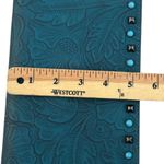 Anna Sui Ann Sui X INC Western Tooled Leather Clutch Teal Turquoise Studded Photo 7
