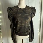 TCEC Green and Brown Puff Sleeve Boxy Sweatshirt Photo 0