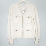 J. Crew Odette Sweater Lady Jacket with Jewel Buttons Crochet Trim Beige Size S Photo 2