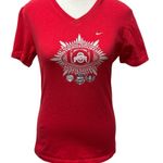 Nike Team Red Ohio State Buckeyes 2008 Champ V-Neck Women's Graphic Tee Size M Photo 0