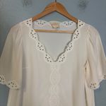 Sézane Sezane Francia Silk Embroidered Blouse Ecru Cream Size Small Preppy Classic Photo 4