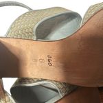 Cole Haan Vintage  Woven Chunky Block Heel Sandals Leather‎ Blue Womens Size 8 Photo 5