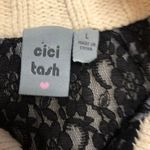 Cici Tash Sweater Vest Womens L Used Cream Blac Lace Cable Knit Black Size L Photo 7