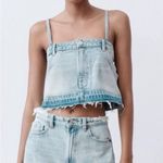 ZARA  NWOT Tank Top Blue Denim Women’s Cropped Spaghetti Strap Vacay Summer Sz Photo 1