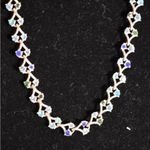Unique Vintage Dainty Lady Vintage Shades Of Blue/Green Crystal Gemstones Silver Tone Necklace Photo 1