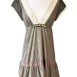 Free People Vintage Brown Lace Deep V Neckline Mini Dress Photo 0