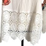 Women's white floral Embroidered Lace Boat Neck Blouse Flutter Long Sleeve Red Size M Photo 3