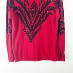 Bob Mackie Red Black Embroidered Sequins Long Sleeves Wearable Art Blouse Small Photo 8