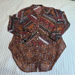 Figueroa & flower Casual Button Down Shirt with Geometric‎ Pattern size Large Red Photo 0