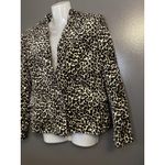 Kasper  Blazer Womens 10P Leopard Animal Print Single Button Jacket Petite Brown Photo 2