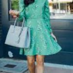 Ann Taylor Loft Green Flower Branch Flared Shirt Dress Photo 1