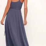 Lulus  Here's To Us Maxi Wrap Dress in Granite Blue Size Medium Photo 1