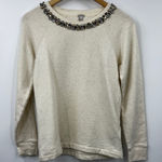 J Crew Sweatshirt Womens Crewneck Pullover Sweater Jewels Embellished Ivory XS Photo 0