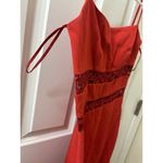 Oltre Made in Italy Bodycon Dress Straps Two Lace Line Red Mini Dress Sz 42 Size M Photo 2