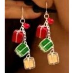 Christmas Gift Earrings Dangle Hooks New Festive Presents Holiday Party … Red Photo 11