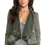 Free People Size Small Collapsing Twill Moto Jacket In Military Distressed Hem Photo 0