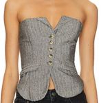 Free People  Jamie Sleeveless Herringbone Vest NWT Gray Twill Top Women's Large Photo 10