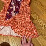 Anthropologie  AKEMI KIN Ikat Split Neck Top Orange / Red Aztec Embroidered Boho Photo 15