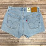 Levi's 501 Light Wash Distressed Cut Off Raw Edge High Rise Button Fly Jean Short Photo 4