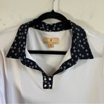 Polo Sport Haley  Navy Floral Collar 3/4 Sleeves White Sz XXL EUC Pearl Details Photo 1