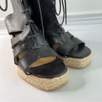 A.P.C. black lace up leather wedge espadrilles sandals size 41 Photo 7