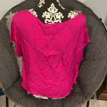 CHRISTINE ALCALAY 100%Silk Loose Fit Pink/Fuchsia Short Sleeve Blouse Size Small Pink Photo 4