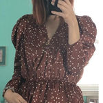 Scoop Wrap Blouse | NWT | Polka Dot | Size XS | Retro Pinup | Coquette Brown Photo 0