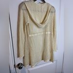 Cyrus  Sz L Beiege Hooded Openwork Mesh Crochet Pockets Loose Oversized Cardigan Photo 9