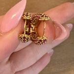 Gorgeous‎ Gold and Pink Huggie Earrings Photo 2