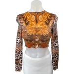 Tiger Mist Multicolor Cheetah Leopard Animal Print Long Sleeve Crop Top Size XS Photo 1