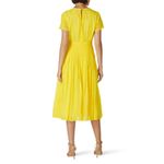 J.Crew NWT Midi in Bright Kiwi Yellow Embroidered Chiffon Short Sleeve Dress 2 Photo 13
