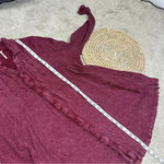 Free People Crinkle Spin Me Tunic Shirt Dress Longsleeve Button Front in Red XS Photo 16