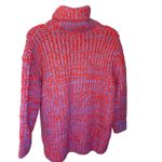 Topshop Red & Purple Chunky Knit Oversized Turtleneck Sweater - Size S Photo 3