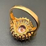 Vintage 925 Gold Over Sterling Pink Oval CZ Flower Cocktail Ring Size 8.5 7g. Photo 6