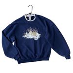 VINTAGE MORNING SUN Snowy Bunny Rabbits & Bird Sweatshirt Blue Size M Photo 1