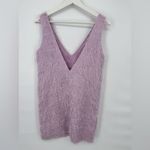 Topshop  Lilac Fringe Deep‎ Plunging V-Back Mini Slip Dress Size 2 Photo 4