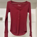 Aerie  Henley Long Sleeve Ribbed Top Photo 0