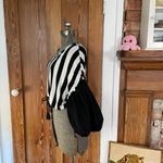 I R Puff Sleeve Vertical Stripe Crop Top With Tie Sz L Black Size L Photo 6