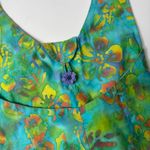 VTG Colorful Tie Dye Bag Tropical‎ Flowers Purse Flower Button Fabric Beach Boho Green Photo 1