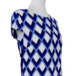 Jessica Howard  Women's Shift Dress Cap Sleeve Blue White Geo Print Size Medium Photo 5